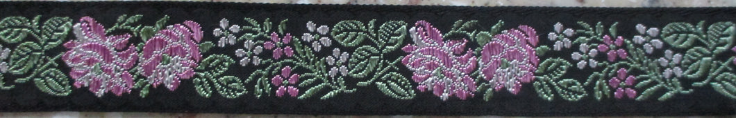 Flowers...Pink on Black 1 Inch