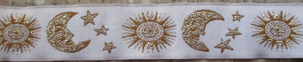 Sun, Stars and Moon...Gold on White 1 Inch