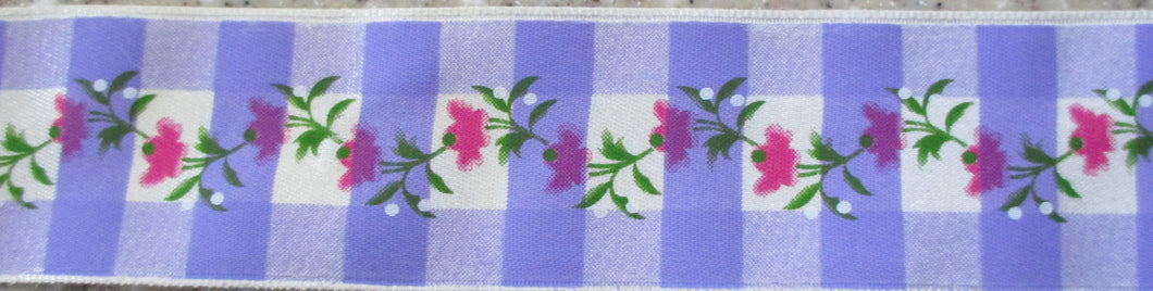 Plaid...Violet with Pink Flower Garland
