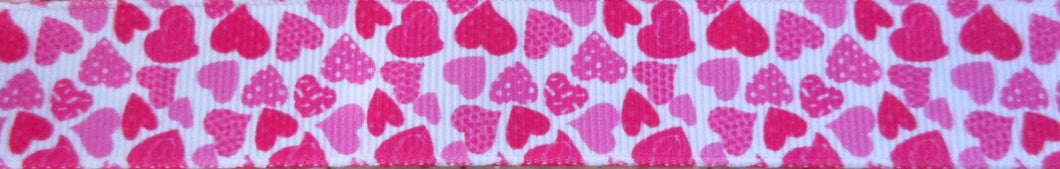 Hearts...Pink and Red on White 1 Inch