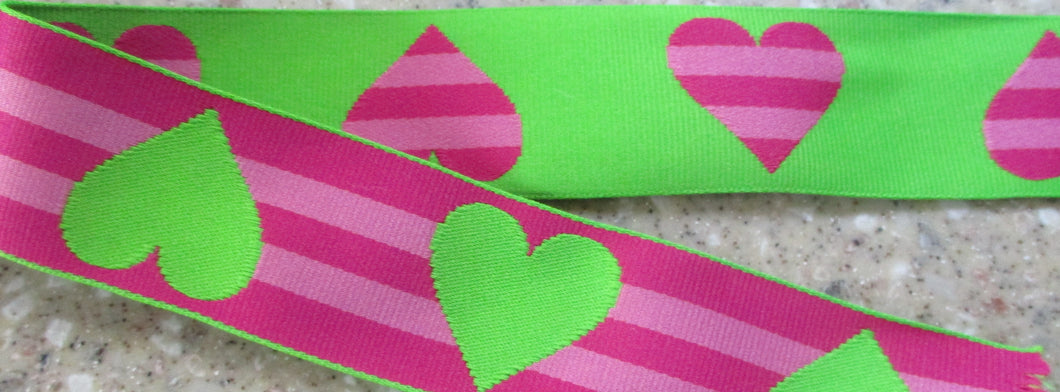 Hearts...Striped Green and Pink (Double Sided)
