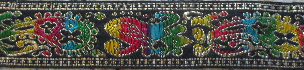 Paisley...Colorful Rainbow on Black 1 Inch