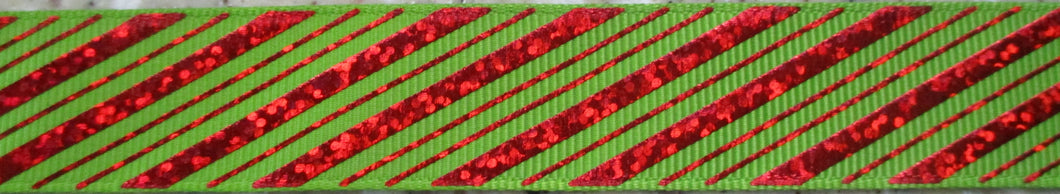 Stripes...Metallic Red on Green 1 Inch