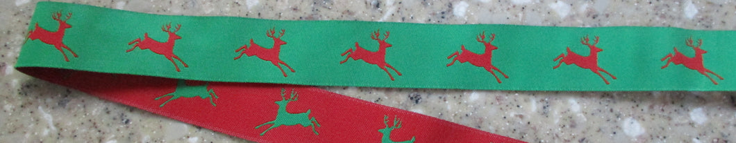 Reindeer...Red and Green (Double Sided) 1 Inch