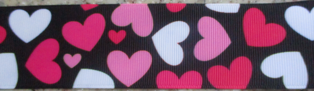 Hearts...Pink White on Black