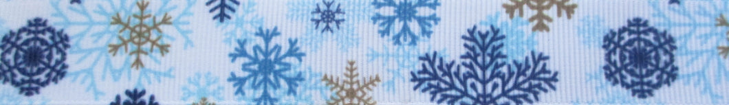 Snowflakes...Blues and Gold 1 Inch