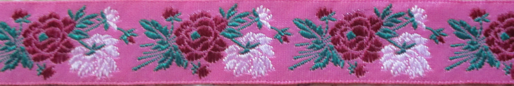 Flowers...Red and White on Pink 1 Inch (Vintage)