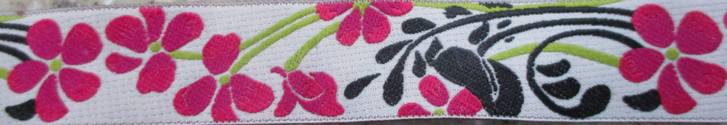 Flowers and Leaves...Fuchsia on White 1 Inch