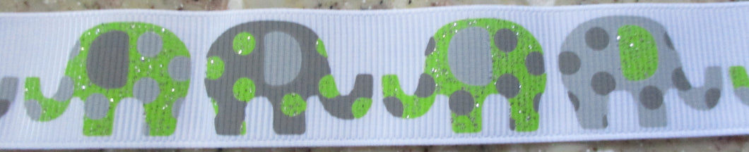 Elephants...Grey and Green 1 Inch