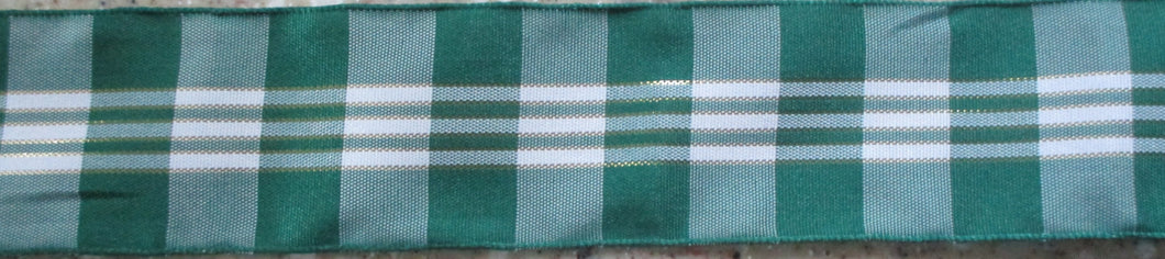 Plaid...Green and White with Metallic Gold
