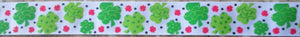 Shamrocks...Green and Pink on White 1 Inch