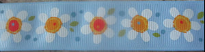 Flowers...White on Blue 1 Inch