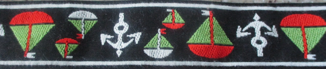 Sailboats on Black 1 Inch