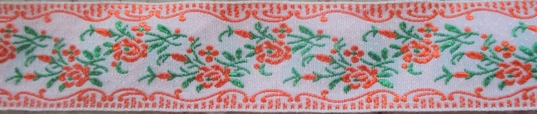 Flowers on White...Orange 1 Inch (Vintage)