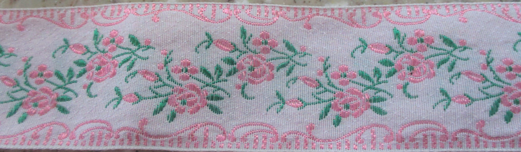 Flowers on White...Pink 1 Inch (Vintage)