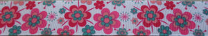 Flowers...Aqua, Pink and Red 1 Inch