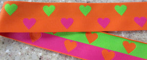 Hearts...Orange Pink Green (Double Sided)