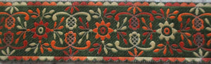 Flowers and Scrolls...Oranges on Green
