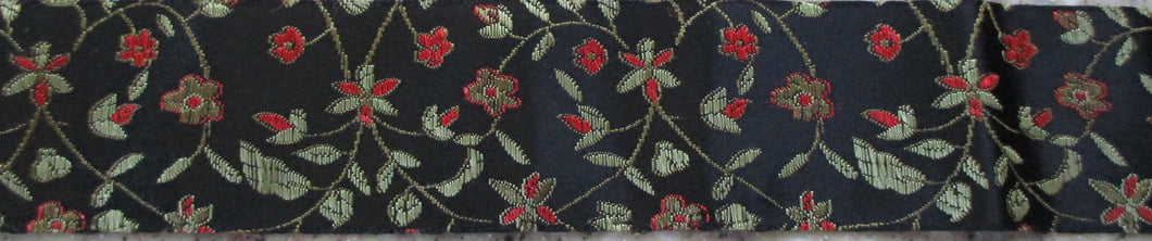 Floral...Tiny Red and Cream on Black