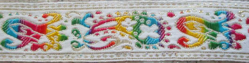 Paisley...Colorful Rainbow on White 1 Inch