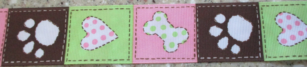 Pawprints...Pink, Brown and Light Green
