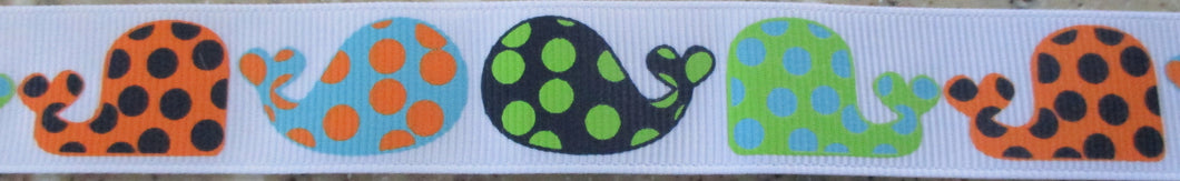 Whales...Polka Dots on White 1 Inch
